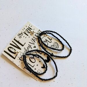 Black Seed Bead Hoop Earrings